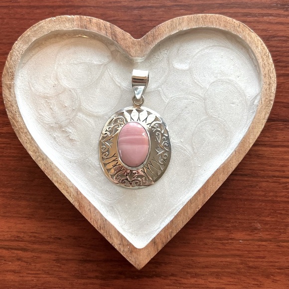Beautiful 925 Sterling Silver and Pink Opal Pendant, NWOT - Picture 4 of 4